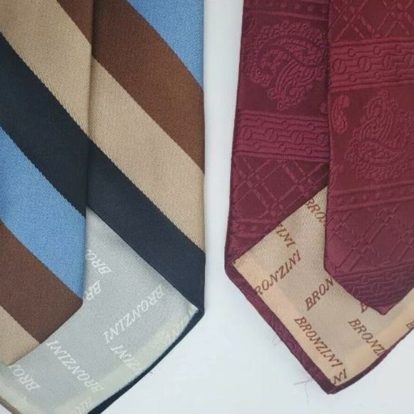 Vintage Mens Fashion Casual Dress Tie 4 Bronzini in Graphic Retro Stripes - Picture 3 of 10